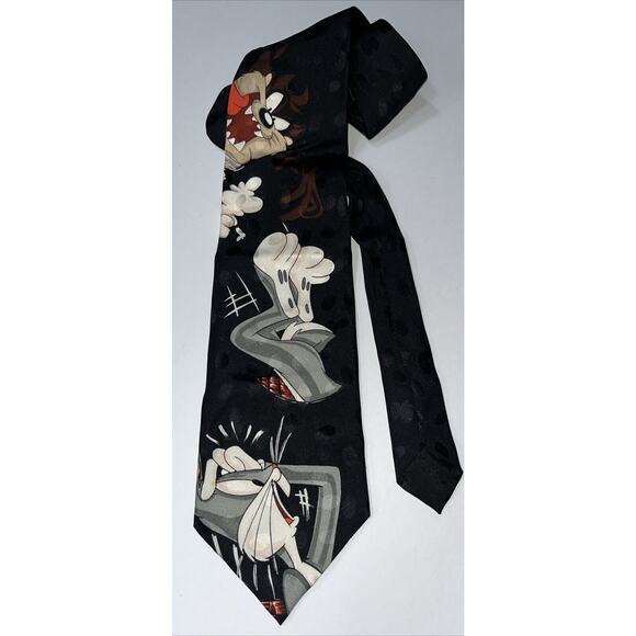 Looney Tunes Mania Vintage 1995 Taz Devil, Bugs Bunny Silk Tie: - Picture 1 of 2